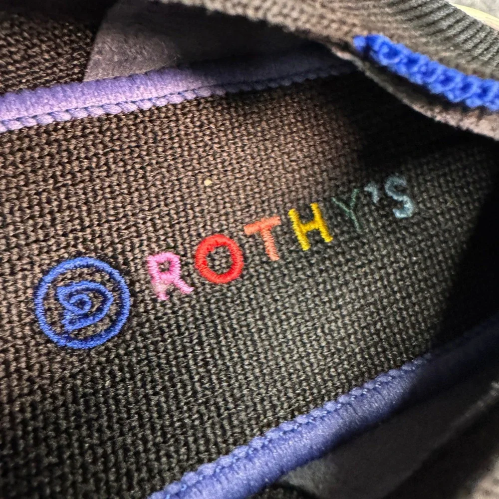 Rothys The Sneaker Black Solid Slip On Knit Shoes Size 4K